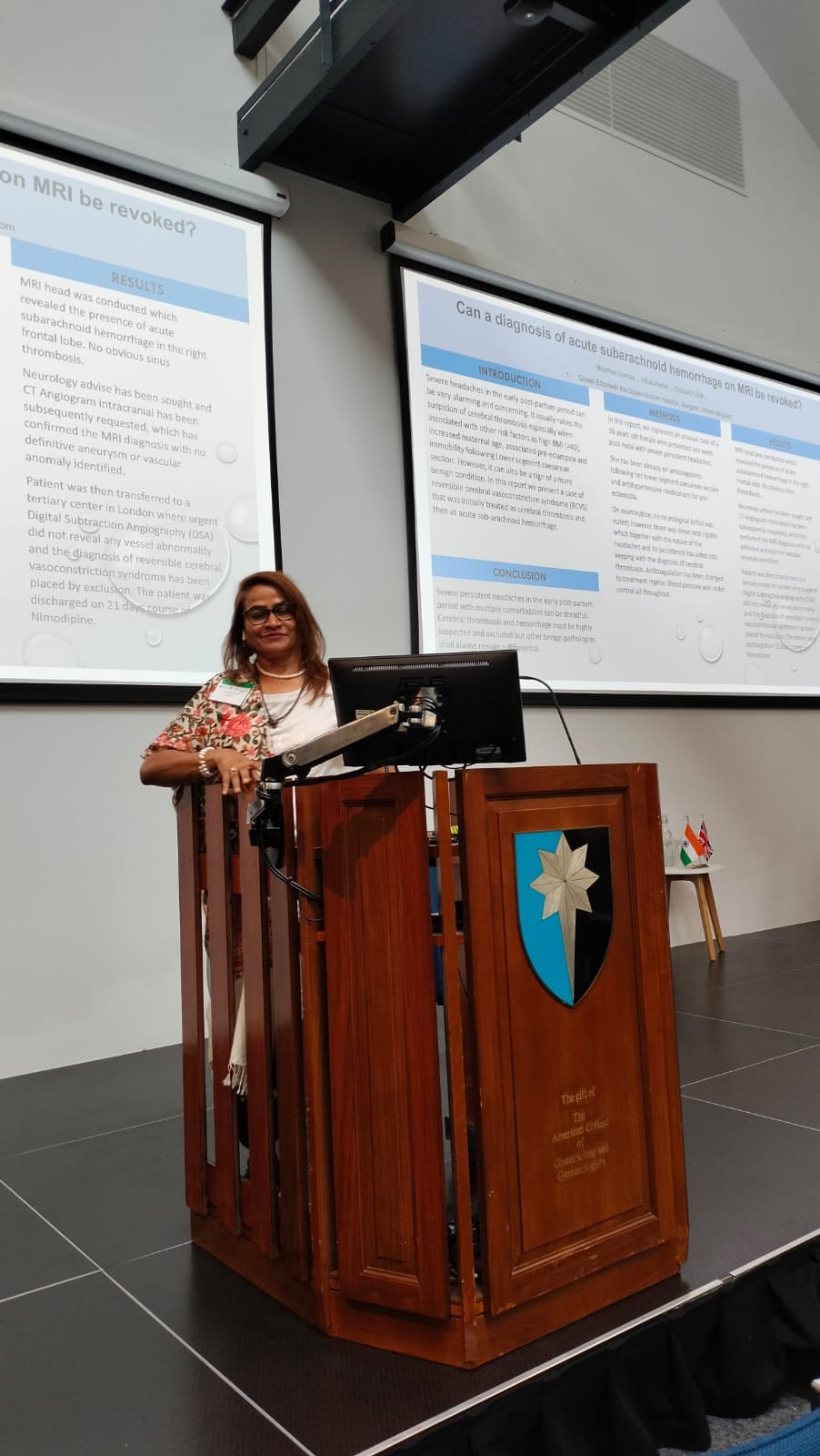 Dr. Fehmida Shaikh lecturing at RCOG London